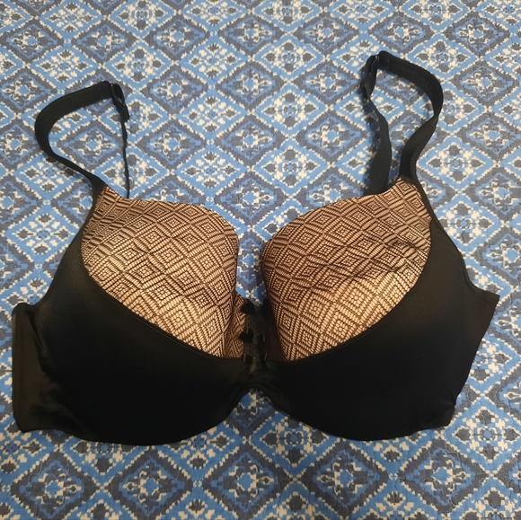 Deesse Black & Pink Lace Overlay Bra 40G - Picture 1 of 10